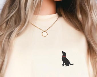 Embroidered Black Lab Mom Everyday Wear Relaxed Fit Casual Style Cotton Shirt Dog Design Comfort Wear Summer Outfit Gift Idea Pet Lover Tee