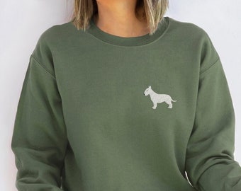Embroidered Sweatshirt, Bull Terrier, Bull Terrier Mom Crewneck, Bull Terrier Lover Gift, Bull Terriers, Bull Terrier, Unisex
