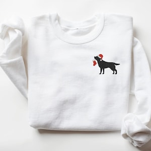 Embroidered Sweatshirt, Christmas Black Labrador, Embroidery Design Dog, Black Labrador Mom Shirt, Christmas Dog Shirt, Unisex