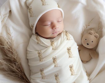 Coperta per neonati con stampa di cani e Golden Retriever, con stampa di animali domestici, regalo per neonati, regalo per amanti dei Golden, regalo per mamme Golden.