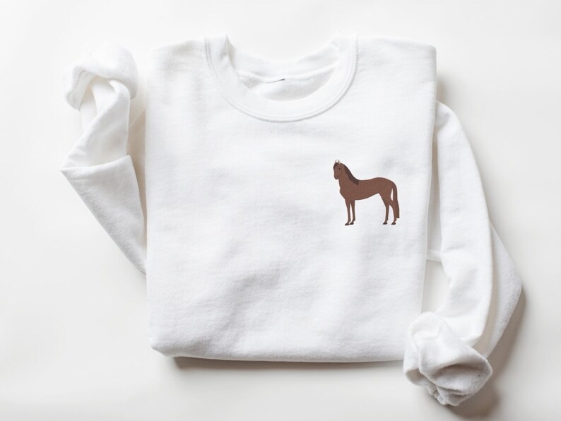 Embroidered Sweatshirt, Brown Horse Sweatshirt, Horse Lover Hoodie