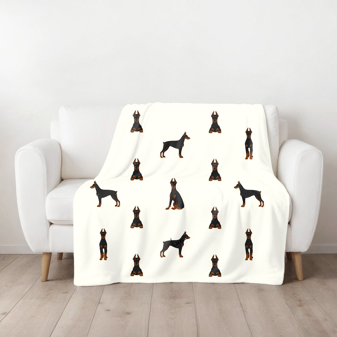 Doberman Dog Pattern Print Blanket