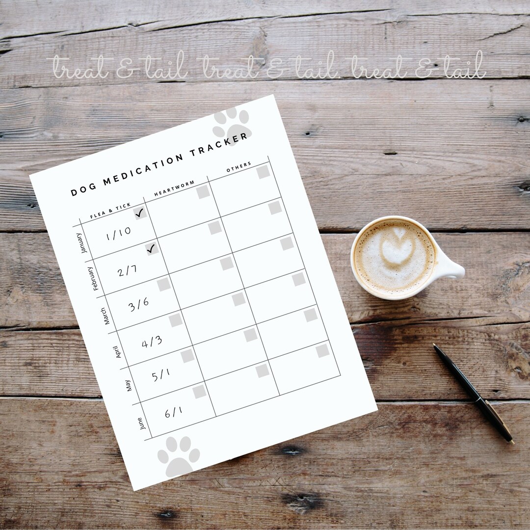Dog Medication Tracker Dog Medication Log Flea & Tick Etsy