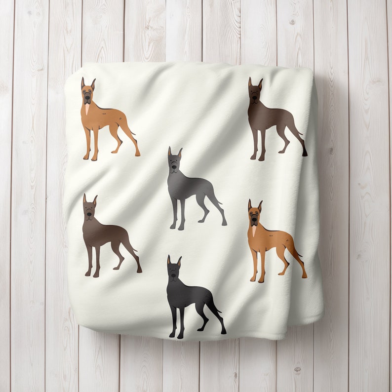 Great Dane Dog Minky Fleece Blanket, Soft Fleece Dog Blanket, New Puppy