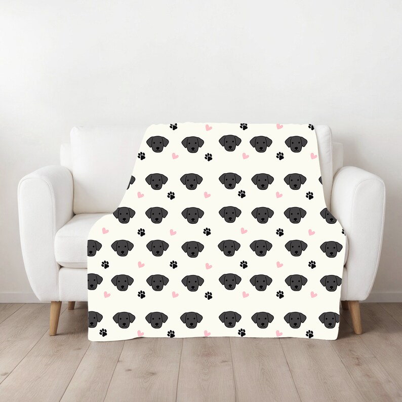 Labrador Retrieve Minky Fleece Blanket, Black Labrador Blanket, Black
