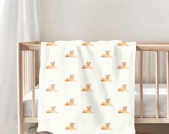 Watercolor Yellow Labrador Blanket Yellow Lab Baby Blanket Lab Blanket New Baby Gift for Baby Shower Congratulations Pregnancy