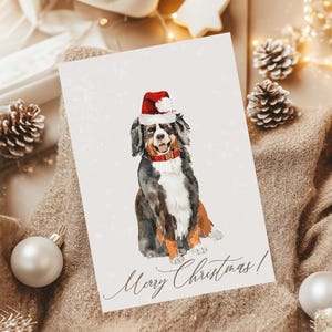 Digital Aquarell Berner Sennenhund Weihnachtskarte Berner Feiertags-Gruß-Karte Hunde-Liebhaber-Weihnachtskarte Berner-Liebhaber-Karte Berner Santa