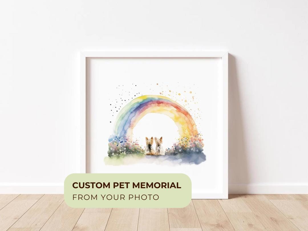 Personalized Pet Memorial Wall Art From Photo Rainbow Bridge Custom Dog ...