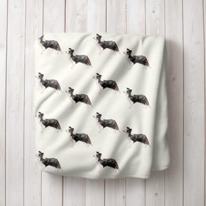 Watercolor Border Collie Fleece Blanket, Border Collie Baby Blanket, Dog Blankets, Border Collie Nursery Decor