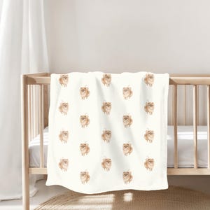 Watercolor Pomeranian Dog Minky Fleece Blanket Fluffy Pomeranian blanket Pomeranian themed bedding Pomeranian lover Spitz Baby Gift