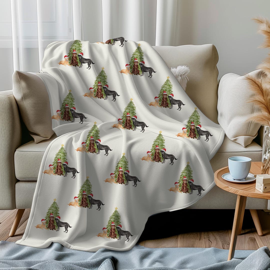 Christmas Labrador Dog Blanket Black Lab Throw Yellow Lab Home Decor