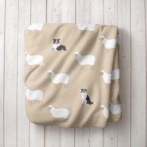 Border Collie and Sheep Minkey Fleece Blanket Border Collie Herding Sheep and Border Collie Farmhouse-Style Throw Blanket Border Collie Gift