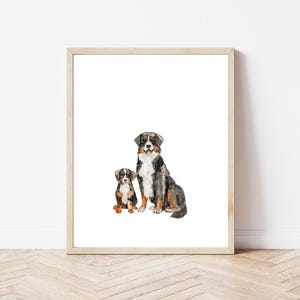 Digitales Aquarell Berner Sennenhund Kinderzimmer Dekor druckbare Hund Wandkunst Digitale Berner Wandkunst Baby Shower Geschenk neue Welpen Geschenk