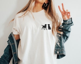 Embroidered Comfort Colors T Shirt, Labrador Retriever Duo, Black Labrador Shirt, Yellow Lab Shirt, Chocolate Lab, Unisex