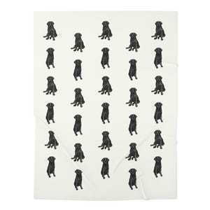May include: A white background with a repeating pattern of black Labrador Retriever dogs sitting in a variety of poses.