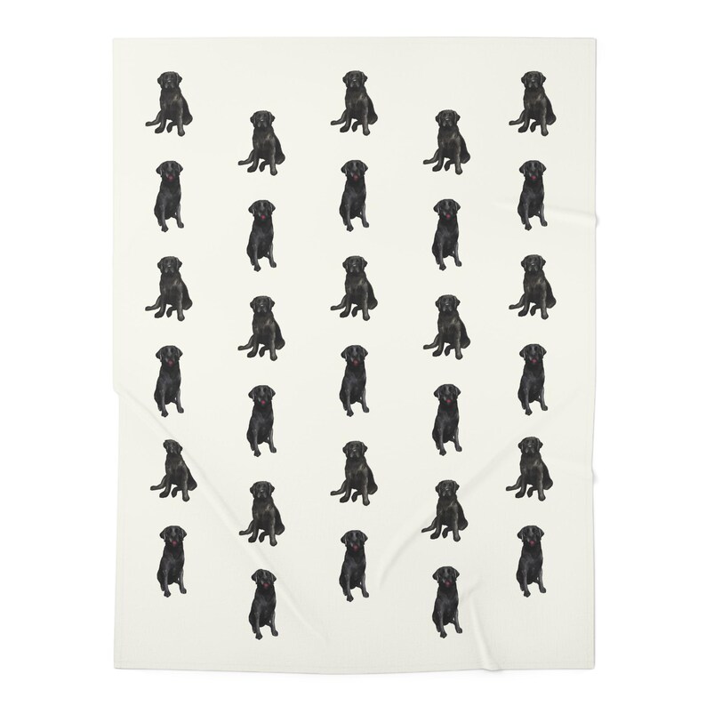 May include: A white background with a repeating pattern of black Labrador Retriever dogs sitting in a variety of poses.