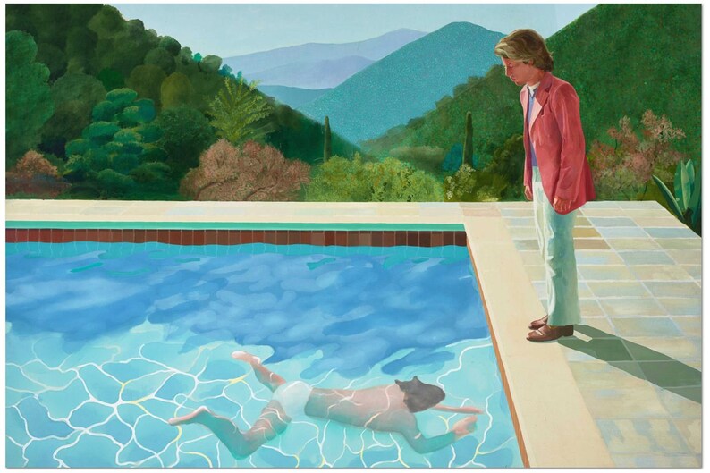 pool with two figures hockney