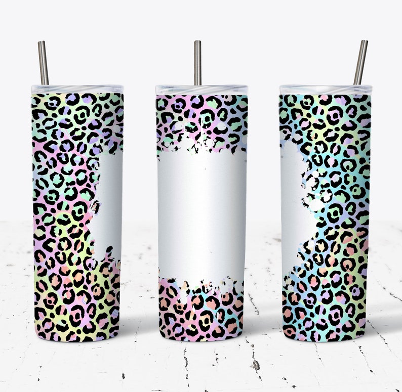 20 OZ Iridescent Leopard Skinny Tumbler Design - Straight & Tapered ...