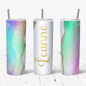 20 OZ Pastel Rainbow Agate Sublimation Tumbler Design - Straight & Tapered  Sublimation Wrap Design - Tumbler PNG - Add Your Own Name