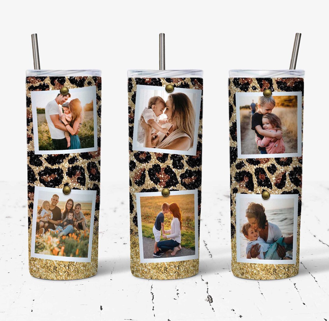 20 OZ Glitter Leopard Photo Skinny Tumbler Design - Straight & Tapered ...