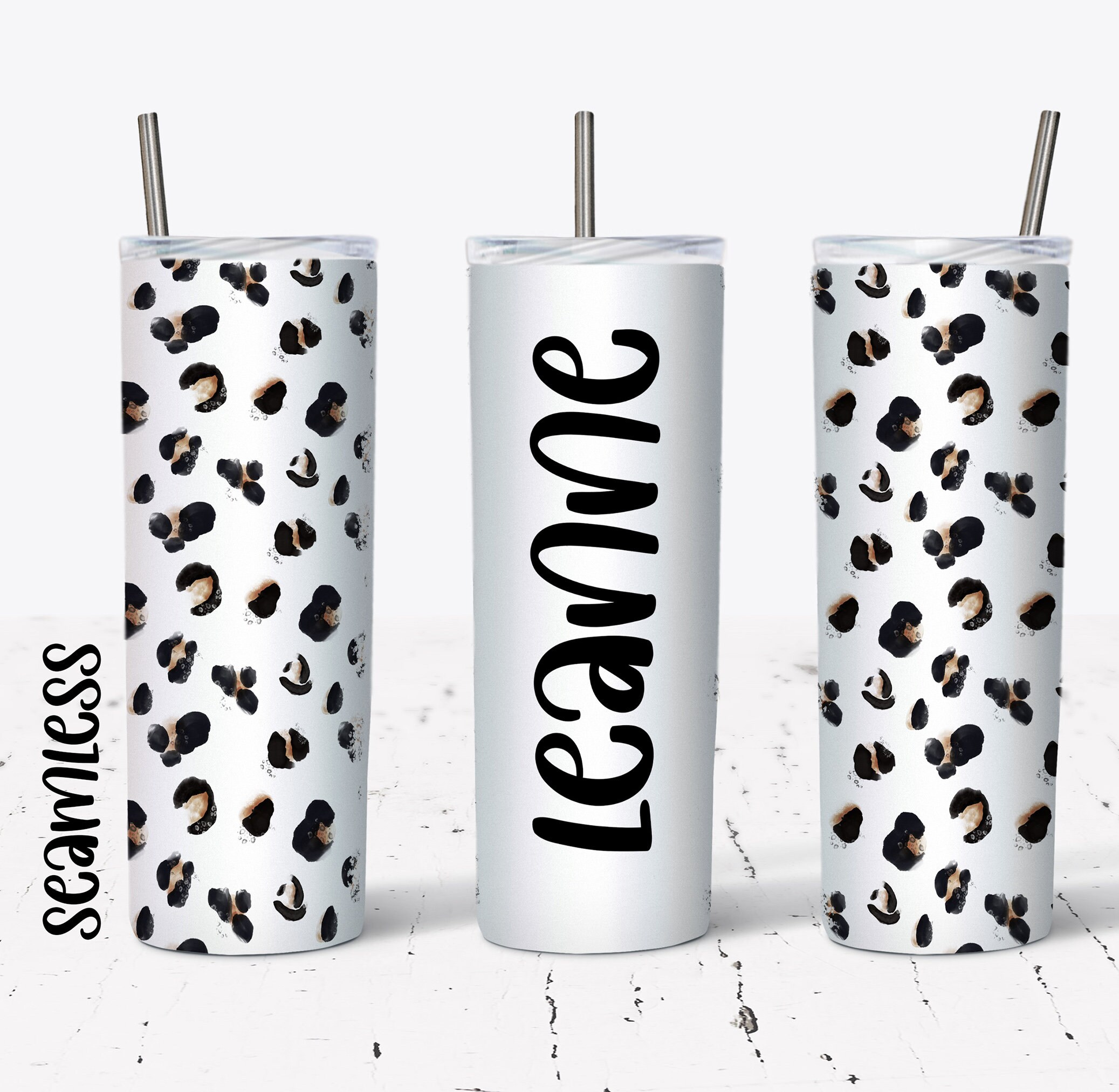 20 OZ Seamless Leopard Skinny Tumbler Design - Straight Sublimation ...