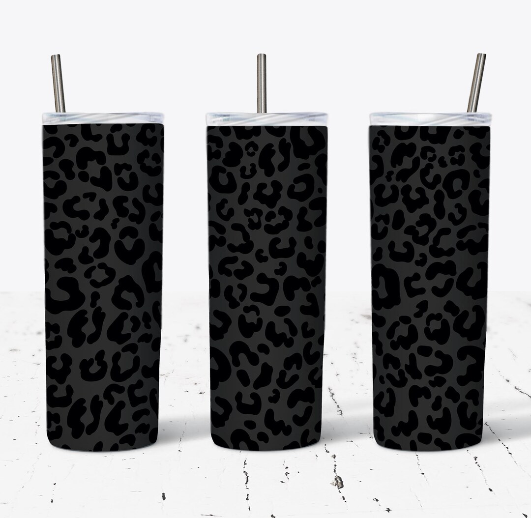 20 OZ Black Leopard Matte Skinny Tumbler Design - Straight & Tapered ...