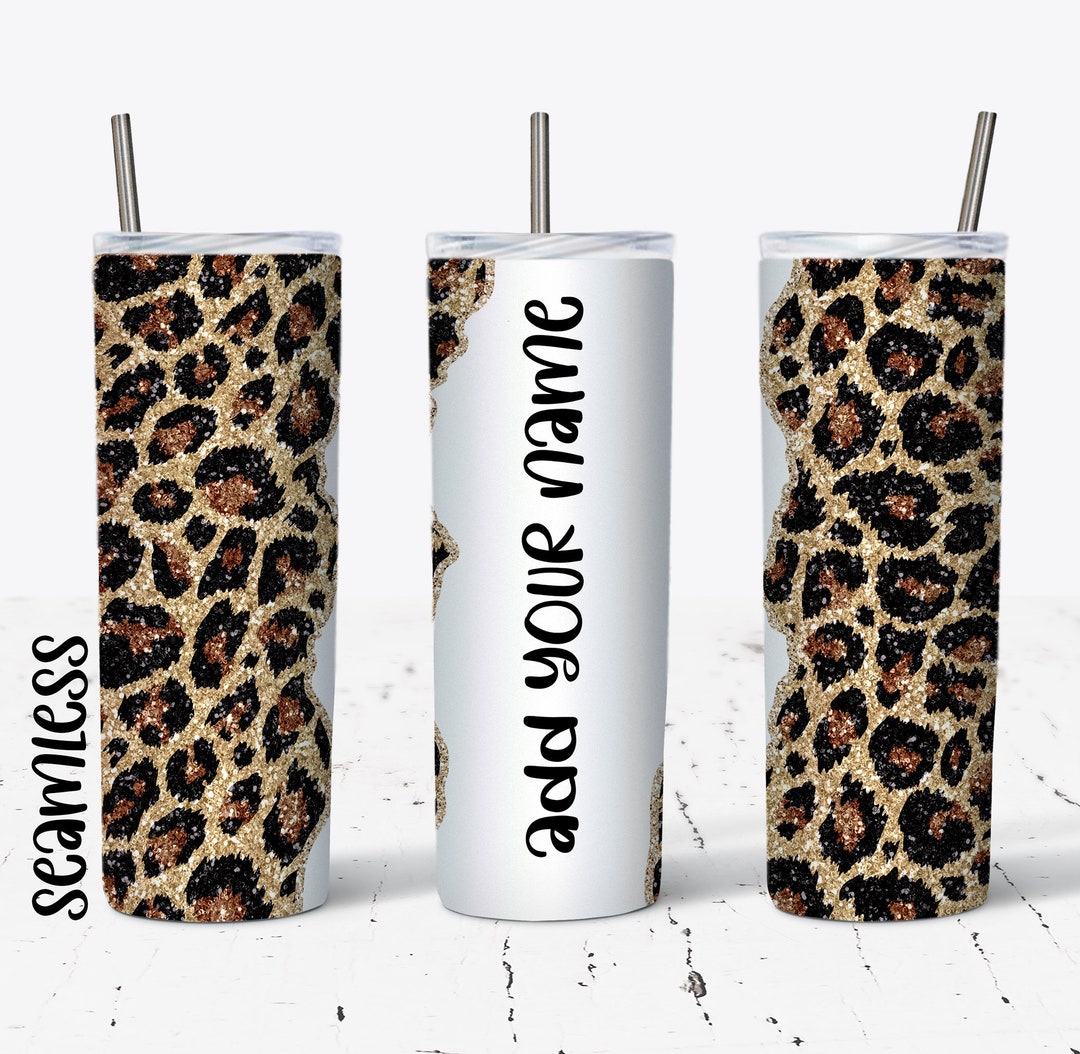 20 OZ Seamless Glitter Leopard Skinny Tumbler Design - Straight ...