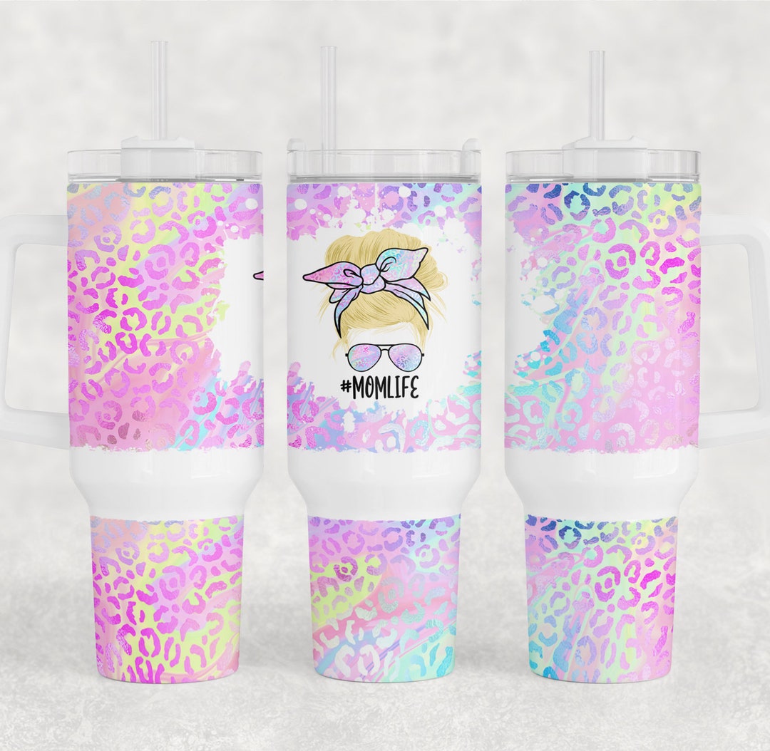Leopard Mom Life 40oz Quencher Tumbler Wrap - Seamless PNG Tumbler ...