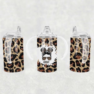 Glitter Leopard Kids Life Sippy Cup Sublimation Wrap - 12 Oz Straight Girls Sippy Cup Tumbler Design PNG - Digital Download