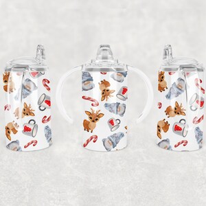 Envoltura de sublimación de copa para sorber de gnomos y árboles de Navidad - Diseño de vaso de copa para sorber recta de 12 oz PNG - Descarga digital