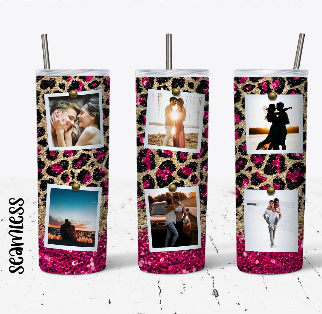 Hot Pink Glitter Leopard Photo Tumbler Wrap - 20 Oz Skinny Tumbler ...