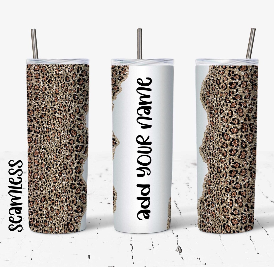 20 OZ Seamless Glitter Cheetah Skinny Tumbler Design - Straight ...