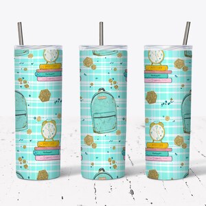 20 OZ Books and Backpack Sublimation Tumbler Design - Straight & Tapered  Sublimation Wrap Design - Tumbler PNG