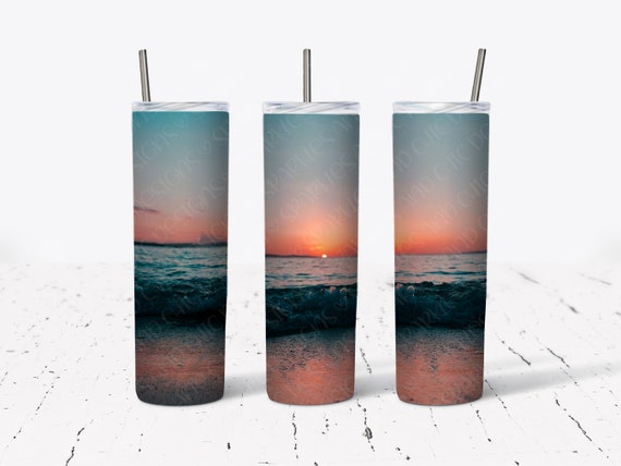 Beach Sunset Tumbler Design-20 Oz Skinny tumbler Design-Straight & Tapered Sublimation Design-Digital Download-PNG-Commercial Use OK
