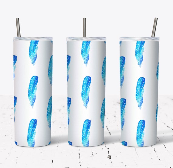 Blue Feather Design Add Your Own Name, 20oz Sublimation Tumbler