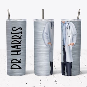 20 OZ  Male Doctor Skinny Tumbler Design - Straight & Tapered  Sublimation Wrap Design - PNG - Add Your Name