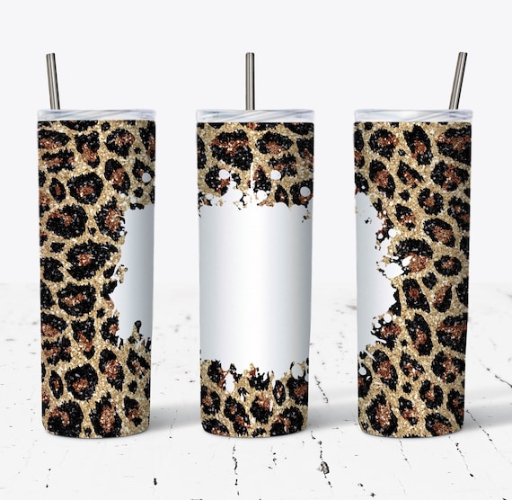 20 OZ Glitter Leopard Skinny Tumbler Design Straight & - Etsy