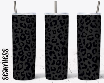 20 OZ Black Leopard Matte Skinny Tumbler Design - Straight & Tapered ...