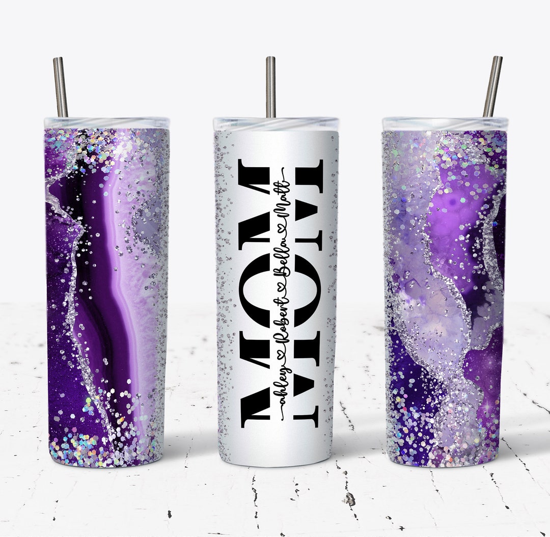 Purple Agate Mom Add Your Names Tumbler Wrap - 20 Oz Skinny Tumbler ...