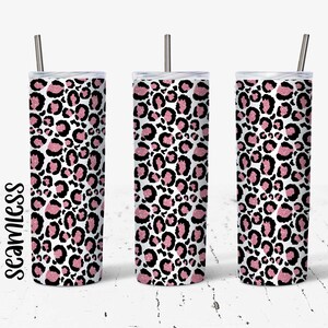 20 OZ Seamless Pink Glitter Leopard Skinny Tumbler Design - Etsy