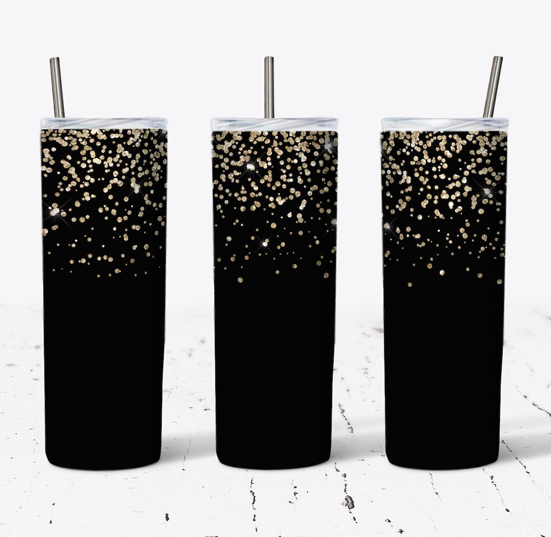 20 OZ Gold Glitter Border Sublimation Skinny Tumbler Design - Straight ...
