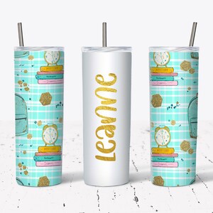 20 OZ Books and Backpack Sublimation Tumbler Design - Straight & Tapered  Sublimation Wrap Design - Tumbler PNG - Add Your Own Name Design