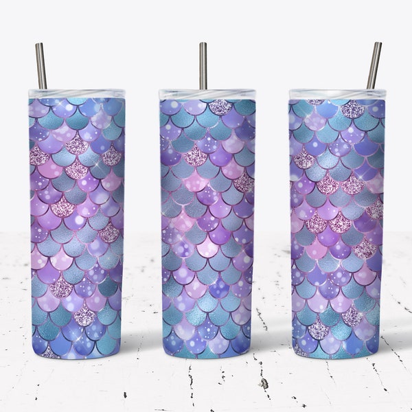 20 OZ Purple Mermaid Scale Sublimation Tumbler Design - Straight & Tapered  Sublimation Wrap Design -  Tumbler PNG - Template