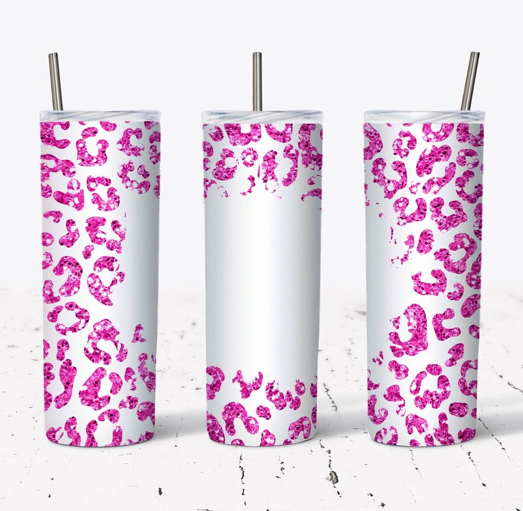 20 OZ Hot Pink Glitter Leopard Sublimation Skinny Tumbler Design ...