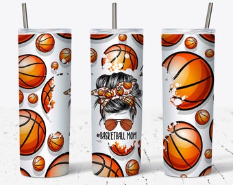 20 OZ Basketball Mom Life Skinny Tumbler Design - Straight & Tapered Sublimation Wrap Design - Tumbler PNG - Template