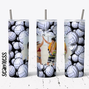 20 OZ Seamless Volleyball Photo Skinny Tumbler Design - Straight & Tapered Sublimation Wrap Design - Tumbler PNG - Template