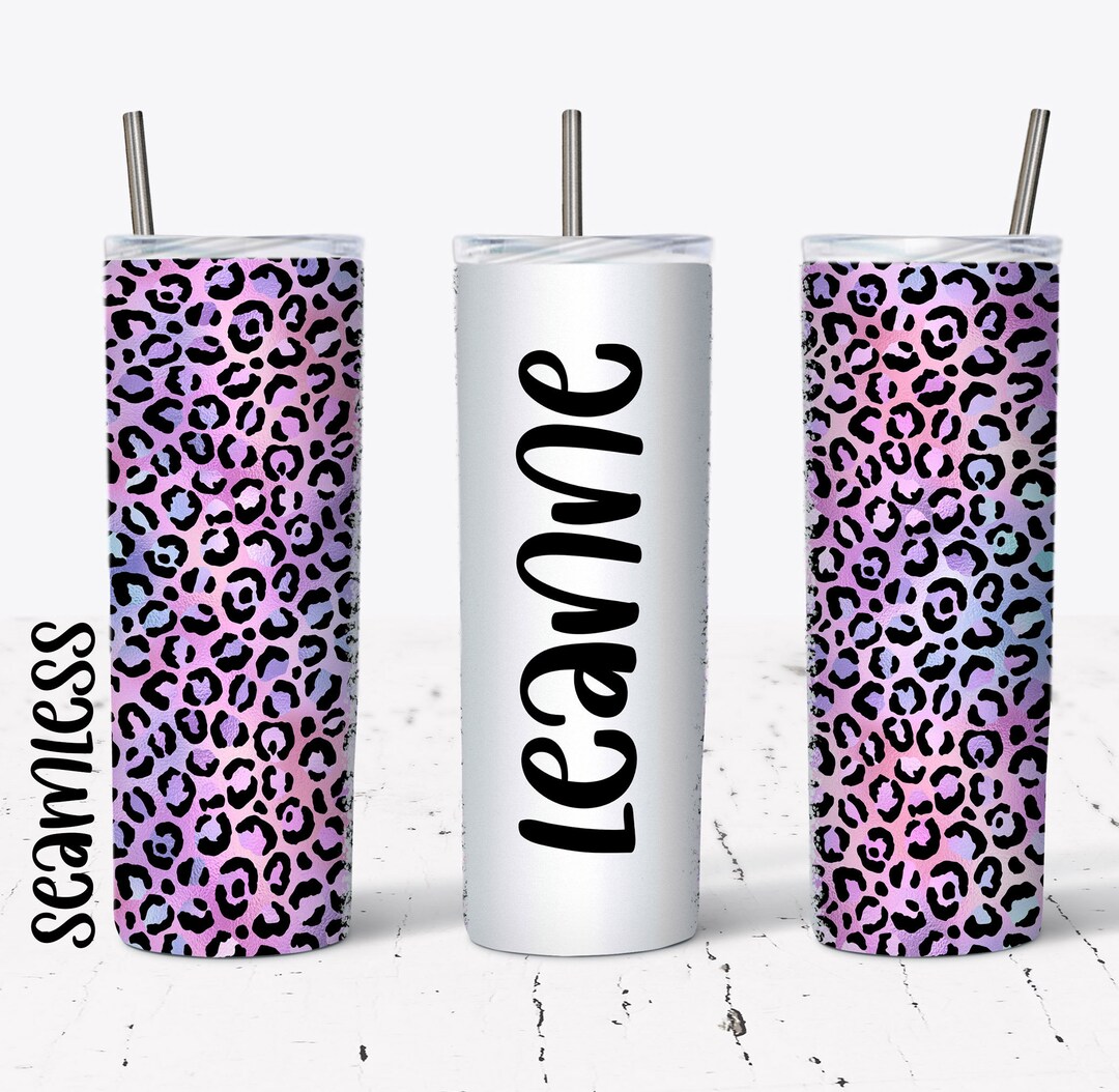 20 OZ Seamless Purple Leopard Skinny Tumbler Design - Straight ...