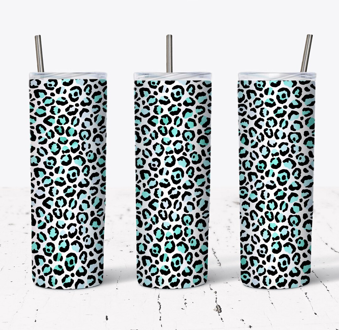 20 OZ Turquoise Leopard Skinny Tumbler Design - Straight & Tapered ...