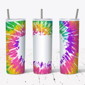 20 OZ Rainbow Tie Dye Blank Sublimation Skinny Tumbler Design - Straight & Tapered Sublimation Wrap Design - Tumbler PNG - Template
