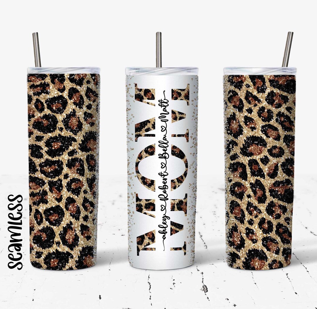 Glitter Leopard Mom Tumbler Wrap - 20 Oz Skinny Tumbler - Sublimation ...